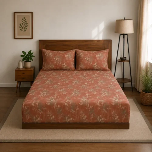 LAYERS Blossom Fitted Bedsheet with 2 Pillow Covers | Premium Floral King Size Bed Sheet Set for Bedroom Decor LAYERS Blossom Fitted Bedsheet with 2 Pillow Covers | Premium Floral King Size Bed Sheet Set for Bedroom Decor