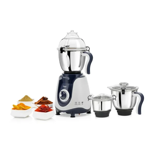 McCoy Elegant 750W Mixer Grinder with 3 Stainless Steel Jars | Powerful Motor for Grinding, Mixing & Blending McCoy Elegant 750W Mixer Grinder with 3 Stainless Steel Jars | Powerful Motor for Grinding, Mixing & Blending