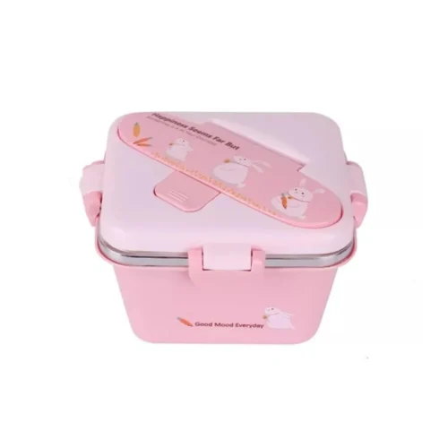 NIKSHAN LB-8937 600ml Stainless Steel Kids Lunch Box with Spoon & Fork Cute Leakproof Snack Box NIKSHAN LB-8937 600ml Stainless Steel Kids Lunch Box with Spoon & Fork Cute Leakproof Snack Box