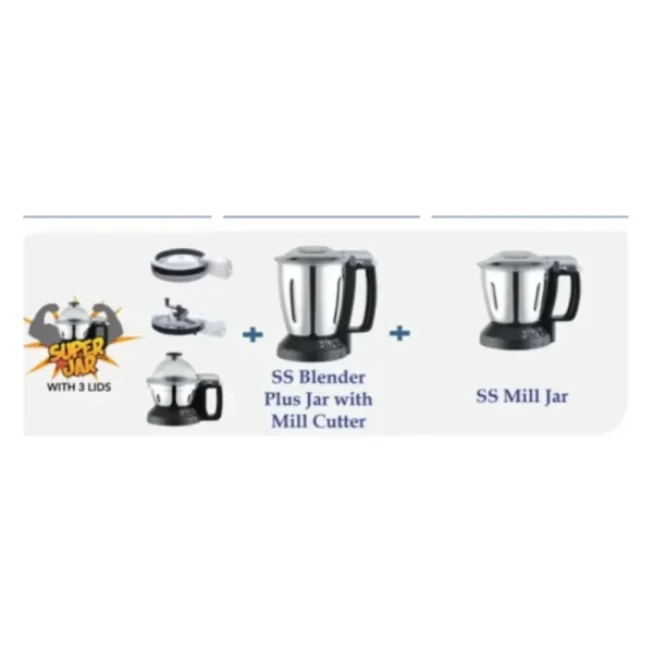 Panasonic MX-AE375 750W Mixer Grinder White | Heavy Duty Kitchen Mixie with 3 Stainless Steel Jars, Copper Motor, Safety Lock & Overload Protection