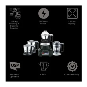 Panasonic MX-AE475 Black Mixer Grinder 750W 4 Jar Juicer Mixer Grinder Panasonic MX-AE475 Black Mixer Grinder 750W 4 Jar Juicer Mixer Grinder