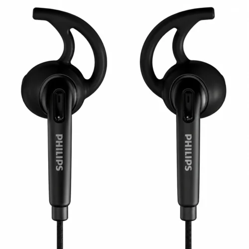 Philips TAA1009BK/94 Wired In-Ear Earphone with 12mm Bass Drivers, Inline Remote & Comfortable Wing Tips Philips TAA1009BK/94 Wired In-Ear Earphone with 12mm Bass Drivers, Inline Remote & Comfortable Wing Tips