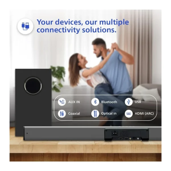 Philips TAB4319 80W 2.1 Channel Soundbar with Wireless Subwoofer & Powerful Bass Philips TAB4319 80W 2.1 Channel Soundbar with Wireless Subwoofer & Powerful Bass