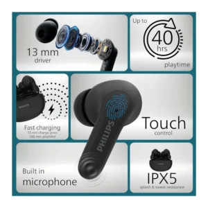 Philips TAT1269 True Wireless Earbuds with 13mm Drivers, Bluetooth 5.4 & 40H Playtime Philips TAT1269 True Wireless Earbuds with 13mm Drivers, Bluetooth 5.4 & 40H Playtime