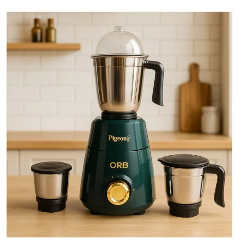 Pigeon Orb Alpine Green 750W Mixer Grinder 3 Jar | Heavy Duty Motor with Stainless Steel Blades | Overload Protection Kitchen Mixie Pigeon Orb Alpine Green 750W Mixer Grinder 3 Jar | Heavy Duty Motor with Stainless Steel Blades | Overload Protection Kitchen Mixie