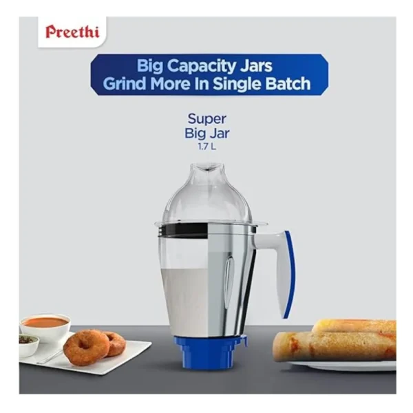 Preethi Blue Leaf Gold 5.0 MG279 750W Mixer Grinder with 3 Jars Dishwasher Safe Heavy Duty Kitchen Appliance
