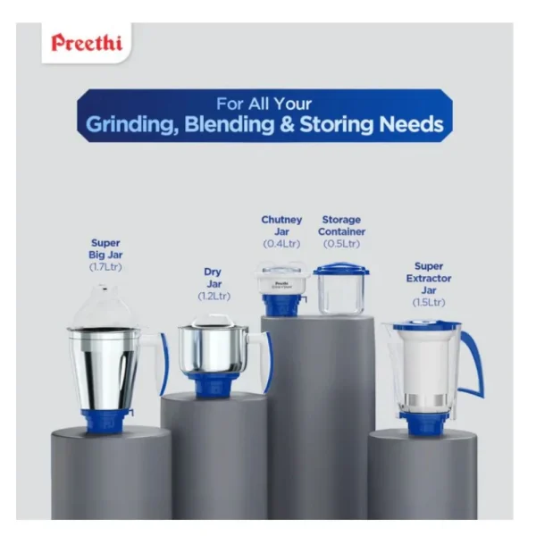Preethi Blue Leaf Platinum 5.0 MG280 750W Mixer Grinder with 4 Jars Heavy Duty Kitchen Mixer Grinder with 5-Year Warranty Preethi Blue Leaf Platinum 5.0 MG280 750W Mixer Grinder with 4 Jars Heavy Duty Kitchen Mixer Grinder with 5-Year Warranty