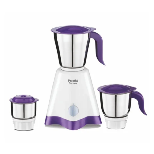 Preethi Crown MG-205 500W Mixer Grinder with 3 Jars 1.2L Capacity, 5-Year Motor Warranty & Lifelong Free Service – White & Purple Kitchen Appliance Preethi Crown MG-205 500W Mixer Grinder with 3 Jars 1.2L Capacity, 5-Year Motor Warranty & Lifelong Free Service – White & Purple Kitchen Appliance