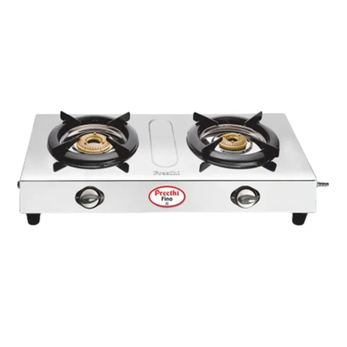 Preethi Fino SSGS002 2 Burner Stainless Steel Gas Stove with Brass Burners Preethi Fino SSGS002 2 Burner Stainless Steel Gas Stove with Brass Burners