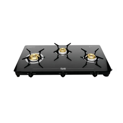 Preethi Luxe Pro 3 Burner Glass Top Gas Stove | Jumbo Burner | Premium Kitchen Cooktop
