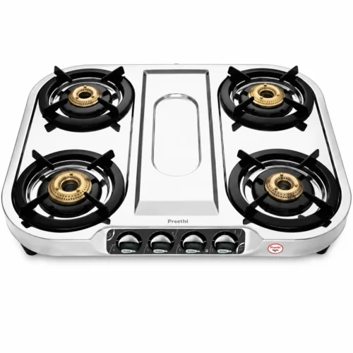 Preethi Shine SSGS008 4 Burner Stainless Steel Gas Stove | Premium Kitchen Cooktop Preethi Shine SSGS008 4 Burner Stainless Steel Gas Stove | Premium Kitchen Cooktop