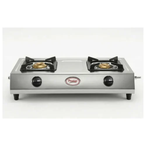 Prestige Agni 40053 2 Burner Gas Stove | Stainless Steel Manual Cooktop with Brass Burners