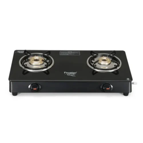 Prestige Magic Plus GTMP-02 2 Burner Gas Stove with Toughened Glass Top & Brass Burner