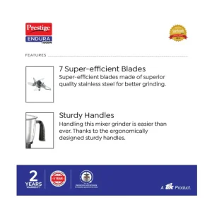 Prestige Endura 1000W Mixer Grinder 4 Jar 42545 | Buy Prestige Heavy Duty Mixer Grinder