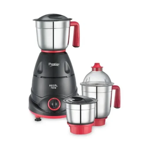 Prestige Regal 750W Mixer Grinder 3 Jar 42568 | Powerful Kitchen Mixer Grinder with Stainless Steel Jars, Black & Red Finish Prestige Regal 750W Mixer Grinder 3 Jar 42568 | Powerful Kitchen Mixer Grinder with Stainless Steel Jars, Black & Red Finish