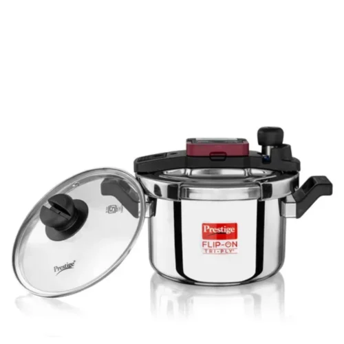 Prestige Triply Flip On Pressure Cooker 3L | Stainless Steel Induction Base Cooker with Even Heat Distribution Prestige Triply Flip On Pressure Cooker 3L | Stainless Steel Induction Base Cooker with Even Heat Distribution