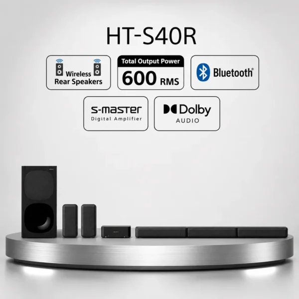 Sony HT-S40R 600W Real 5.1 Channel Dolby Audio Home Theatre System with Wireless Rear Speakers Sony HT-S40R 600W Real 5.1 Channel Dolby Audio Home Theatre System with Wireless Rear Speakers