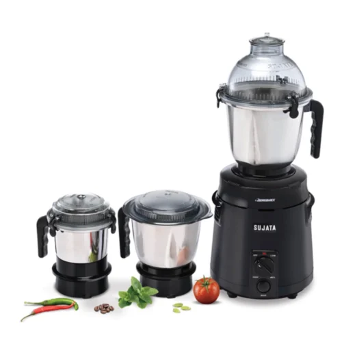 Sujata Dynamix Black Mixer Grinder 900W | Heavy Duty Mixer with 3 Stainless Steel Jars