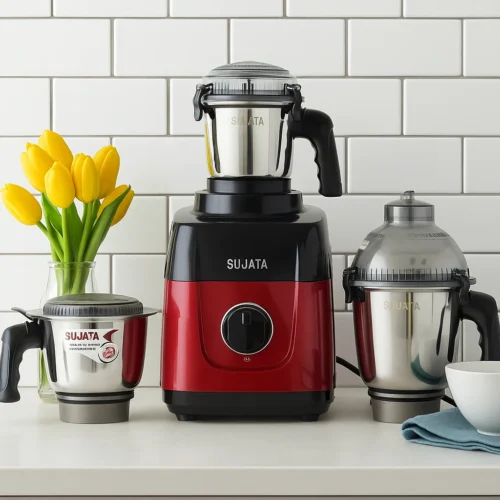 Sujata MG02 1000W Mixer Grinder with 3 Jars | Heavy Duty Motor | Red & Black