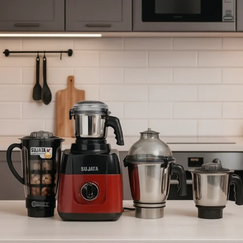 Sujata MG03 1000W Mixer Grinder | 25000 RPM Powerful Motor with 4 Jars | Red & Black
