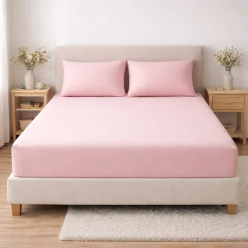 SWAAS 300 TC Tencel Fitted Bedsheet Set Queen Size with Pillow Covers | Ultra Soft Breathable Cooling Bedsheet | Moisture Absorbent Luxury Bedding