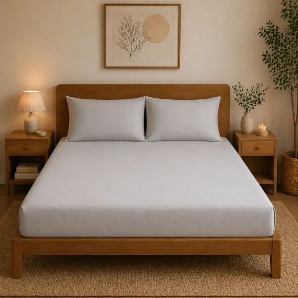 SWAAS Premium Jersey Cotton Fitted Bedsheet Set Queen Size | Soft Hypoallergenic Wrinkle Resistant Bedsheet with Anti-Slip Design SWAAS Premium Jersey Cotton Fitted Bedsheet Set Queen Size | Soft Hypoallergenic Wrinkle Resistant Bedsheet with Anti-Slip Design