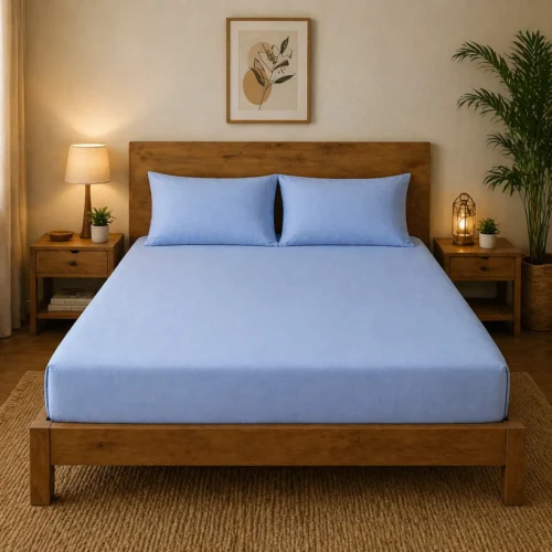 SWAAS Premium Jersey Cotton Fitted Bedsheet Set Queen Size | Soft Hypoallergenic Wrinkle Resistant Bedsheet with Anti-Slip Design