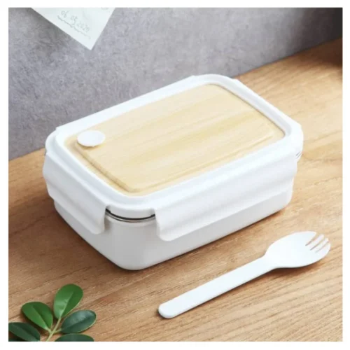 TAAJ Insulated Stainless Steel Lunch Box LB-8833 800ml Premium Kids & Office Tiffin Box with Wooden Style Lid Nikshan Electronics TAAJ Insulated Stainless Steel Lunch Box LB-8833 800ml Premium Kids & Office Tiffin Box with Wooden Style Lid Nikshan Electronics