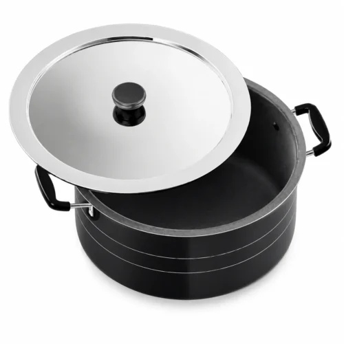 Thanima Plus Dum Biriyani Pot 20 Litre | 3 Layer Non-Stick Aluminium Catering Biriyani Vessel with Stainless Steel Lid Thanima Plus Dum Biriyani Pot 20 Litre | 3 Layer Non-Stick Aluminium Catering Biriyani Vessel with Stainless Steel Lid