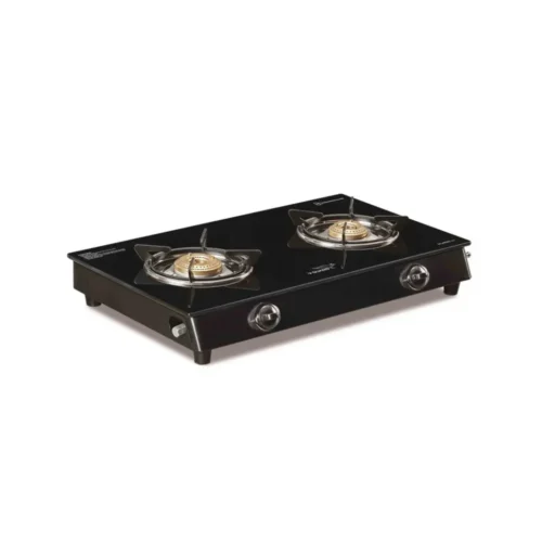 Buy V-Guard Sturdee 2A Auto Green 2 Burner Gas Stove Online | Toughened Glass Top & Brass Burners