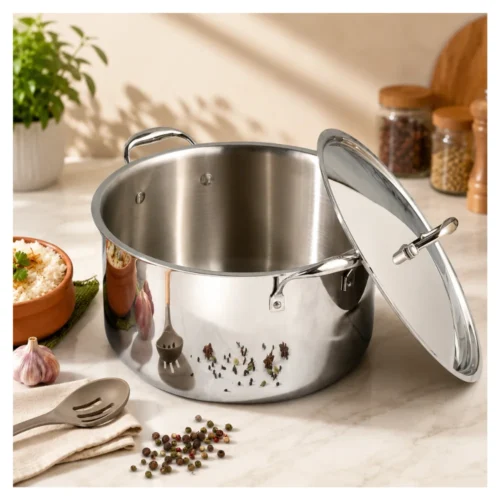 Vinod Platinum 11 Litre Stainless Steel Biryani Pot 30cm Triply Heavy Bottom Induction & Gas Compatible Cookware Vinod Platinum 11 Litre Stainless Steel Biryani Pot 30cm Triply Heavy Bottom Induction & Gas Compatible Cookware