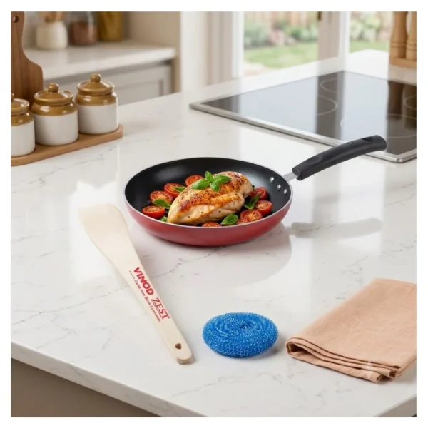 Vinod Zest Non Stick Inducto Frypan 22cm with Triple Layer Coating Induction & Gas Compatible Cooking Pan Vinod Zest Non Stick Inducto Frypan 22cm with Triple Layer Coating Induction & Gas Compatible Cooking Pan