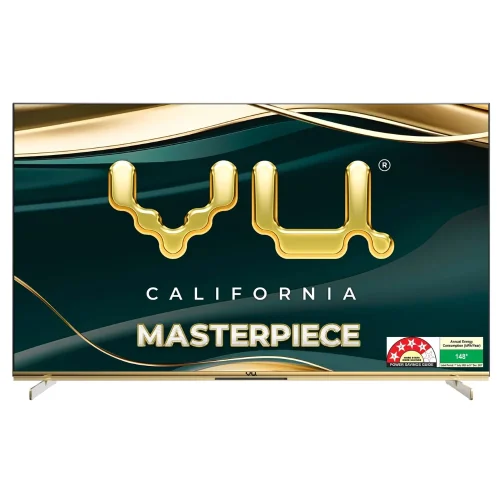 VU 65 Inch Masterpiece Frame Series 4K QLED 144Hz Google TV (65MASTERPIECE Gold) – Premium Smart TV with Dolby Vision, Dolby Atmos & Gaming Features