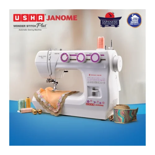 USHA Wonder Stitch Plus Automatic Sewing Machine with Cover | 23 Built-in Stitches, One-Step Buttonhole & Free Arm Design
