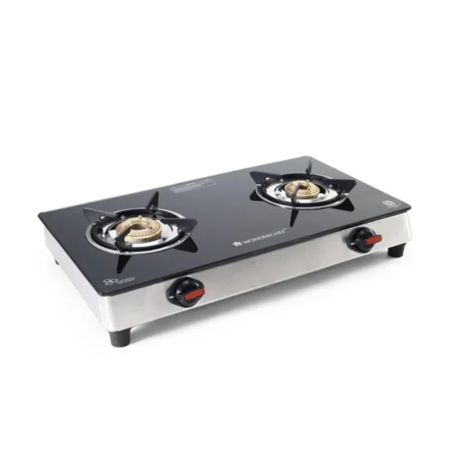 Wonderchef Galaxy 2 Burner Auto Ignition Glass Cooktop with Brass Burners & Stainless Steel Body – Black