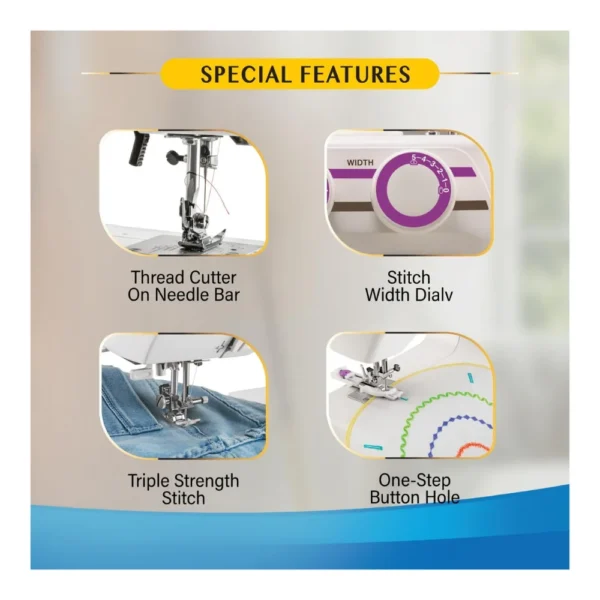 USHA Wonder Stitch Plus Automatic Sewing Machine with Cover | 23 Built-in Stitches, One-Step Buttonhole & Free Arm Design USHA Wonder Stitch Plus Automatic Sewing Machine with Cover | 23 Built-in Stitches, One-Step Buttonhole & Free Arm Design