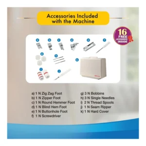 USHA Wonder Stitch Plus Automatic Sewing Machine with Cover | 23 Built-in Stitches, One-Step Buttonhole & Free Arm Design USHA Wonder Stitch Plus Automatic Sewing Machine with Cover | 23 Built-in Stitches, One-Step Buttonhole & Free Arm Design