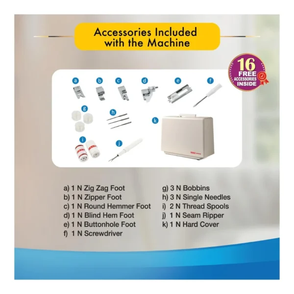 USHA Wonder Stitch Plus Automatic Sewing Machine with Cover | 23 Built-in Stitches, One-Step Buttonhole & Free Arm Design USHA Wonder Stitch Plus Automatic Sewing Machine with Cover | 23 Built-in Stitches, One-Step Buttonhole & Free Arm Design
