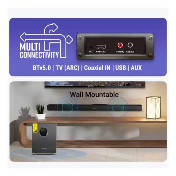 Zebronics Sonata 1 2.1 Soundbar with Subwoofer Bluetooth v5.0 TV ARC USB AUX | Buy Online Kerala Zebronics Sonata 1 2.1 Soundbar with Subwoofer Bluetooth v5.0 TV ARC USB AUX | Buy Online Kerala