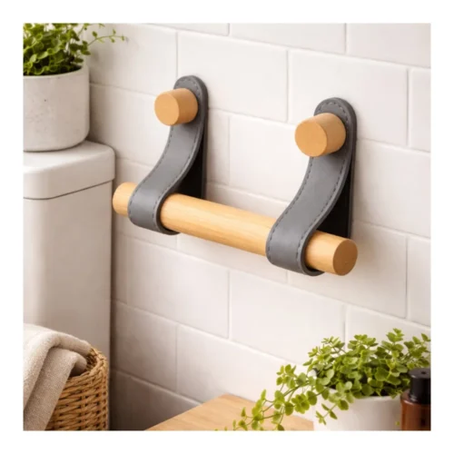 AJS Bamboo & Rope Toilet Paper Holder D5-12 | Rustic Wall Mounted Tissue Roll Holder | Eco-Friendly Bathroom Accessory Kerala