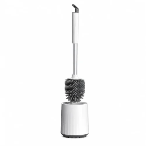 AJS Bomal Toilet Brush 2055 Aluminium Handle White B21-3 | Silicone Toilet Cleaner Brush with Wall Mounted Holder