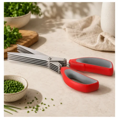 AJS C13-22 5 Blade Stainless Steel Herb Scissors | Multipurpose Kitchen Cutting Shears with Non-Slip Handle AJS C13-22 5 Blade Stainless Steel Herb Scissors | Multipurpose Kitchen Cutting Shears with Non-Slip Handle