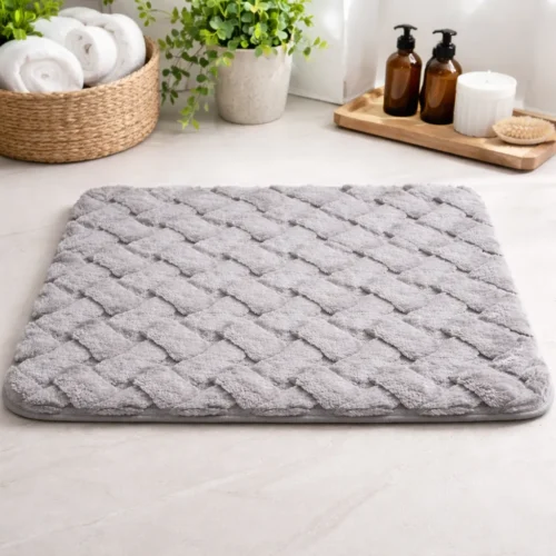 AJS4 Microfiber Ground Mat 80×50 cm – Premium Water Absorbent Non-Slip Floor Mat for Bathroom, Kitchen & Home Decor