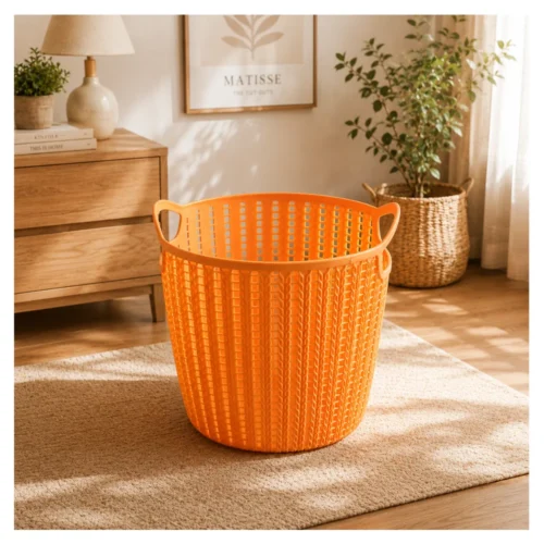 AJS4 Laundry Basket D10-42 Round Plastic Storage Basket with Ventilated Design for Home Organization AJS4 Laundry Basket D10-42 Round Plastic Storage Basket with Ventilated Design for Home Organization