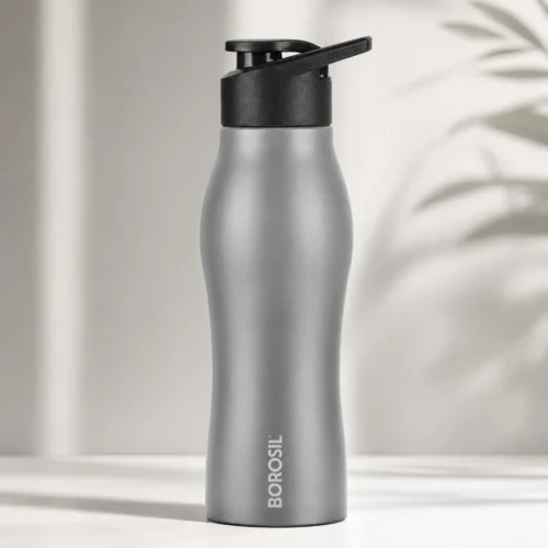 Borosil Grip Go Grey 950ml Water Bottle | Leak-Proof Sports & Travel Bottle