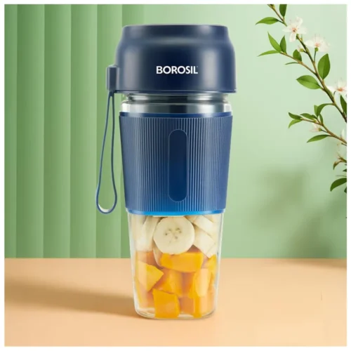 Borosil NutriGrip 300ml Blue Portable USB Rechargeable Blender with 40W Motor & Turbo 6-Blade Technology for Smoothies, Shakes & Protein Drinks Borosil NutriGrip 300ml Blue Portable USB Rechargeable Blender with 40W Motor & Turbo 6-Blade Technology for Smoothies, Shakes & Protein Drinks