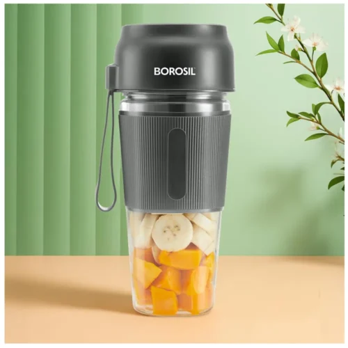 Borosil NutriGrip 300ml Portable Blender with 40W Motor & Turbo 6 Blade Technology | USB Rechargeable Mini Smoothie Maker Borosil NutriGrip 300ml Portable Blender with 40W Motor & Turbo 6 Blade Technology | USB Rechargeable Mini Smoothie Maker
