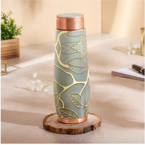 Borosil Orra Oscar Copper Bottle 600ml | 100% Pure Copper Water Bottle with Leakproof Cap Borosil Orra Oscar Copper Bottle 600ml | 100% Pure Copper Water Bottle with Leakproof Cap