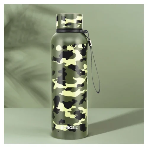 Borosil Trek Military Green 700ml Stainless Steel Vacuum Insulated Bottle Hot & Cold Water Flask Borosil Trek Military Green 700ml Stainless Steel Vacuum Insulated Bottle Hot & Cold Water Flask