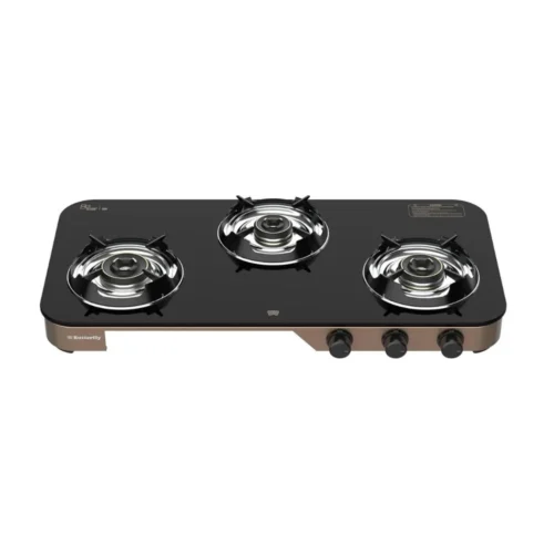 Butterfly 3 Burner Gas Stove GT Aeroline with Toughened Glass Top & Brass Burners